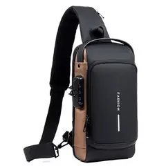 GENERICO - Bolso Cruzado Bandolera Banano Antirrobo Impermeable Negro con Café