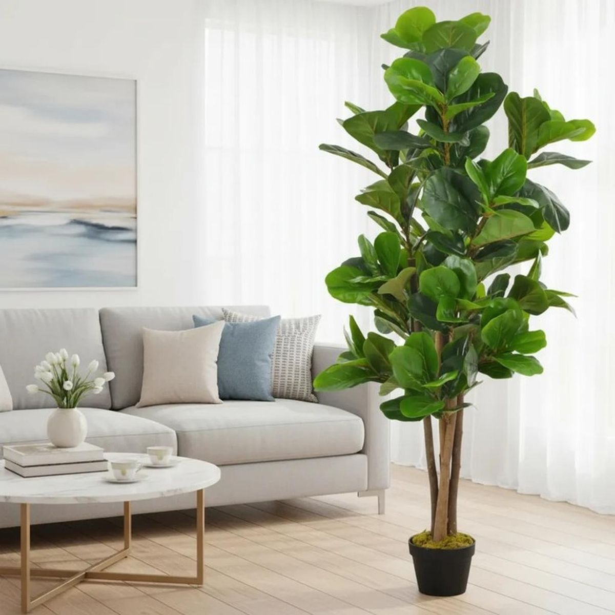 ARBUSTO REAL - Planta Artificial Ficus Lyrata 150 Cm Verde