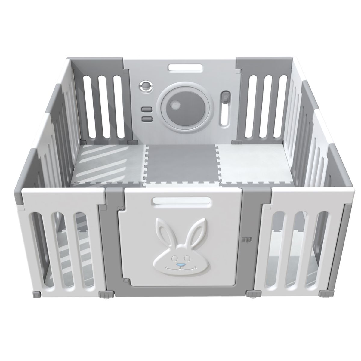 BBQOOL - Corral Didáctico de Juegos Bunny Grey + Alfombra