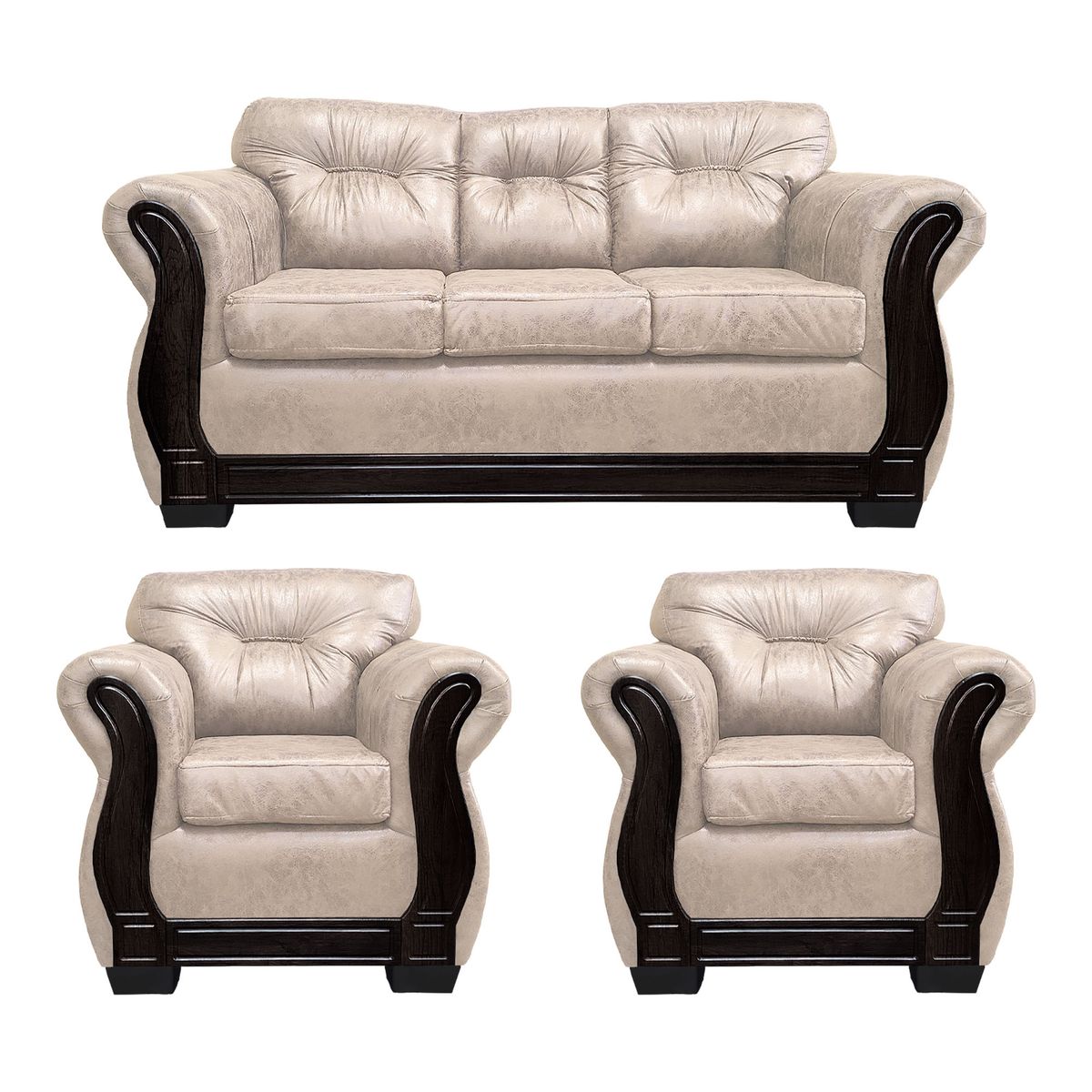 AMERICA DECORA - Living Con Respaldo Confortable 5 Cuerpos Taurus 3+1+1 Envejecido