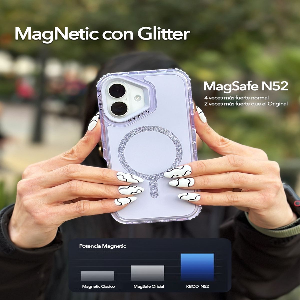 KBOD - Carcasa 360 Antigolpe Magnetic Brillo Kbod Urban Play Shinny Para iPhone 16 Pro Lila