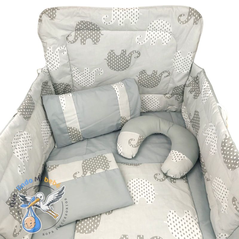 GENERICO - Set para Cuna Estándar Gris Elefante