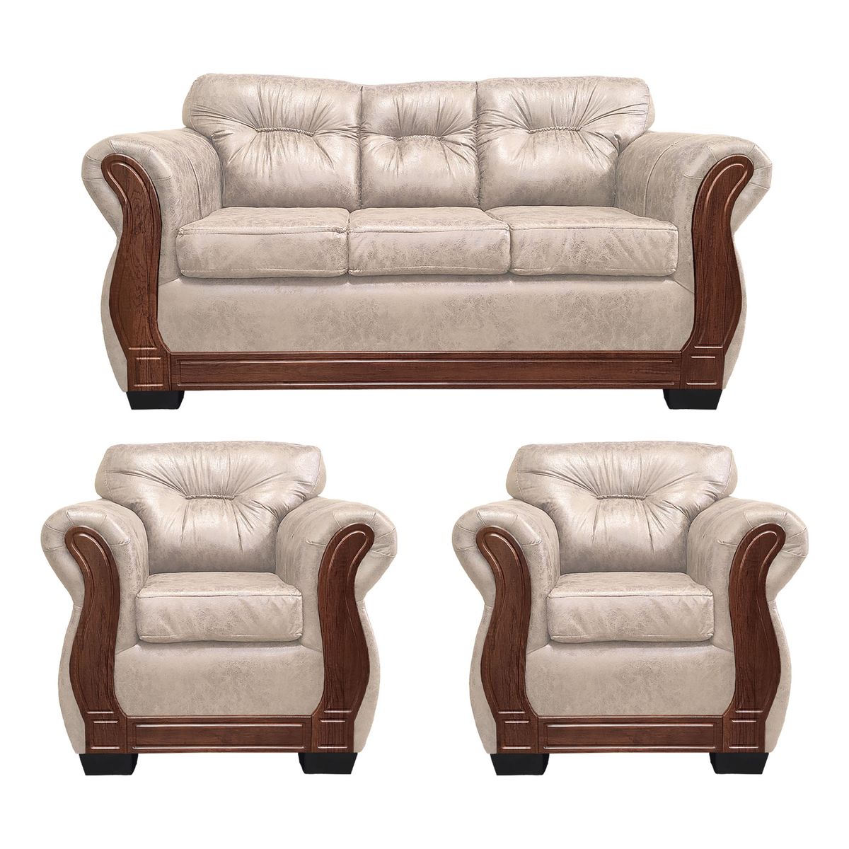 AMERICA DECORA - Living Con Respaldo Confortable 5 Cuerpos Taurus 3+1+1 Envejecido