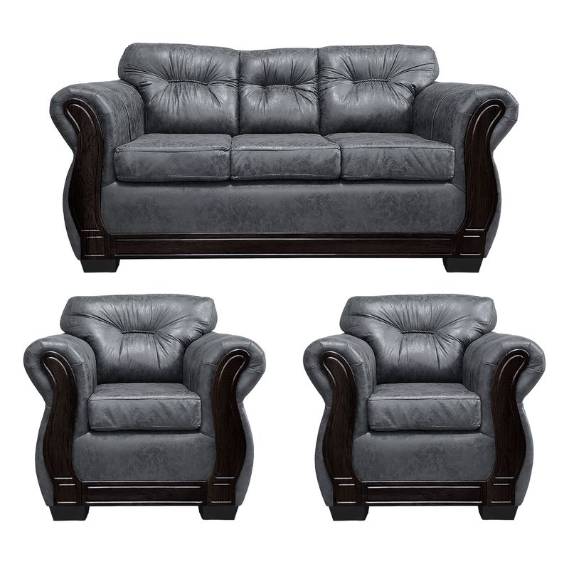 AMERICA DECORA - Living Con Respaldo Confortable 5 Personas Taurus 3+1+1 Envejecido
