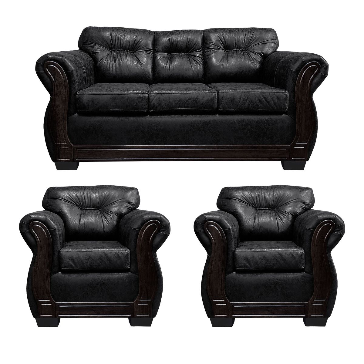 AMERICA DECORA - Living Con Respaldo Confortable 5 Cuerpos Taurus 3+1+1 Envejecido