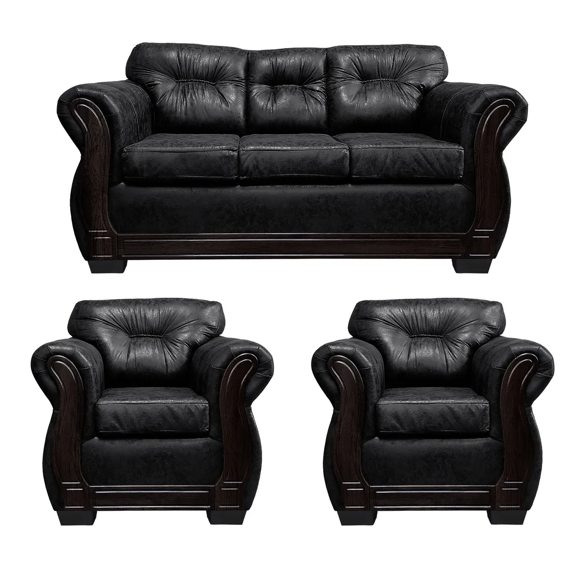 AMERICA DECORA - Living Con Respaldo Confortable 5 Cuerpos Taurus 3+1+1 Envejecido