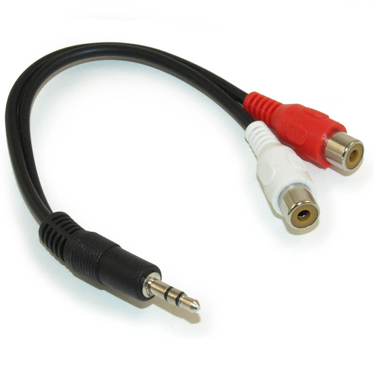 GENERICO - ADAPTADOR DE AUDIO 2 RCA H A 3.5 PLUG M, 23 CMS.