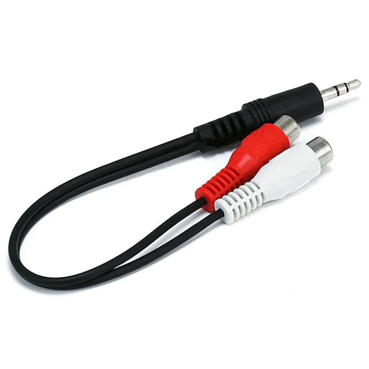 GENERICO - ADAPTADOR DE AUDIO 2 RCA H A 3.5 PLUG M, 23 CMS.