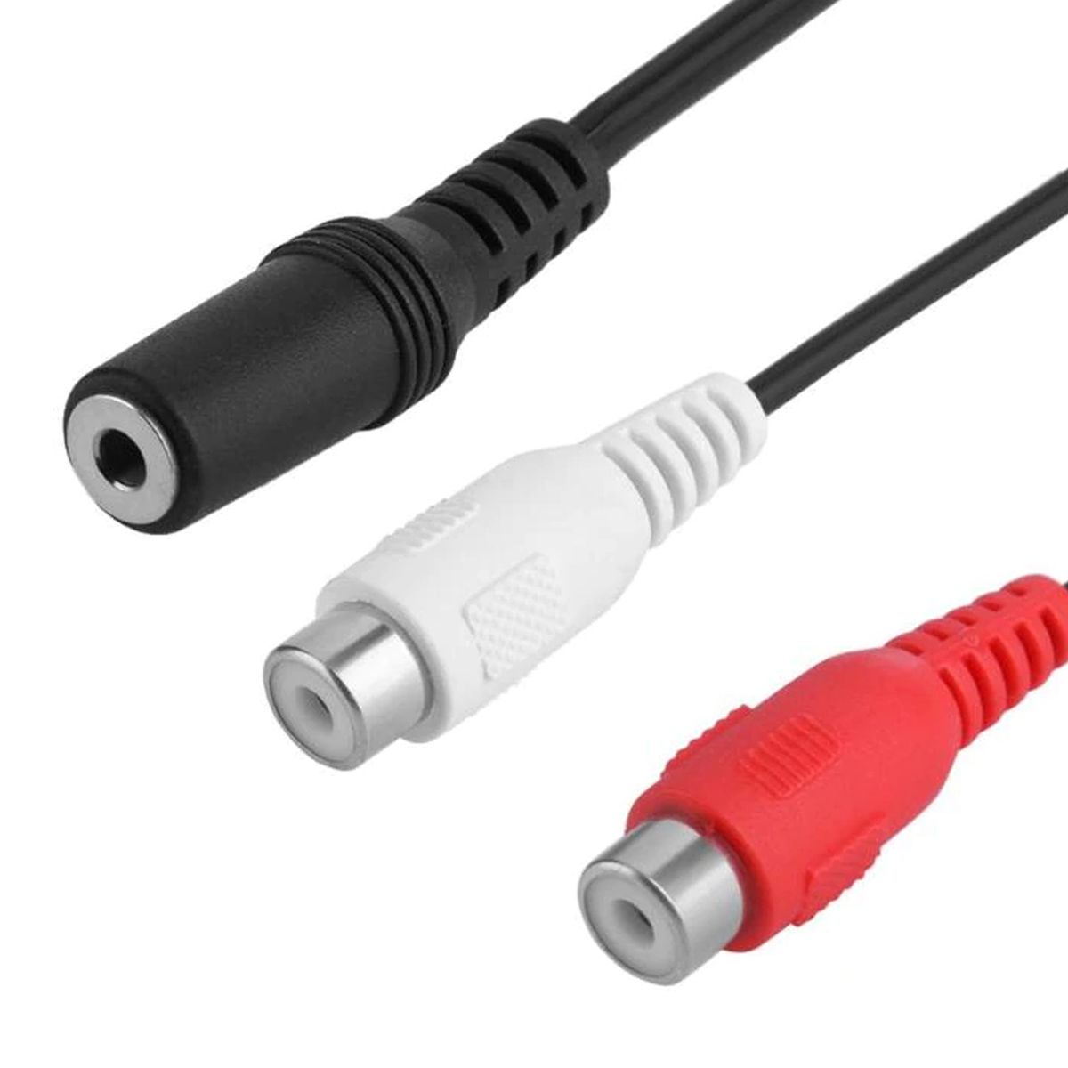 GENERICO - ADAPTADOR DE AUDIO 2 RCA H A 3.5 PLUG H, 20 CMS.