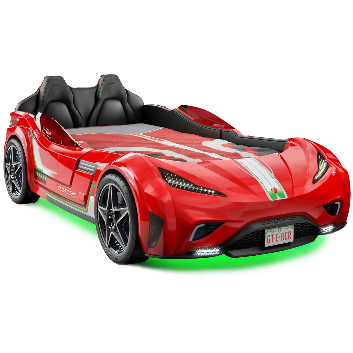 ECOMUSO - CAMA AUTO GTE 1PLAZA DE LUJO CON LUCES ROJO