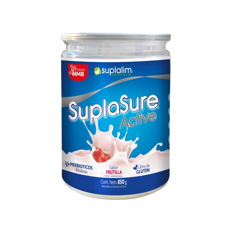 SUPLALIM - SuplaSure® Active Frutilla  Nutrición Equilibrada para Adultos Activos y Mayores Sin Lactosa