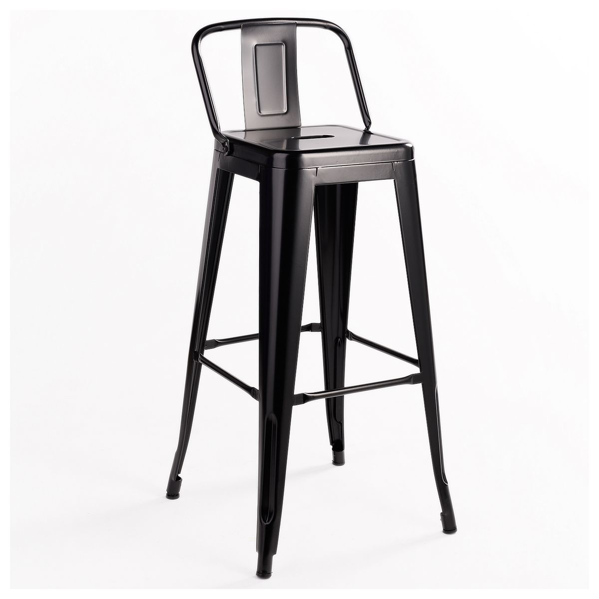 NOVAHUS - Piso Taburete Tolix Con Respaldo - Negro