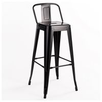 Piso Taburete Tolix Con Respaldo - Negro