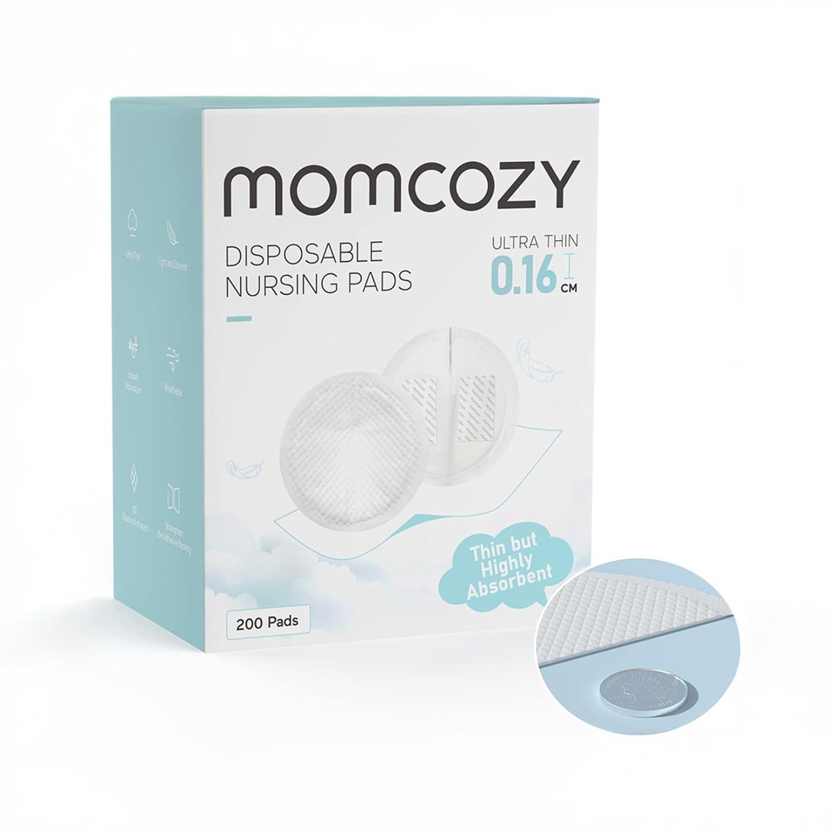 MOMCOZY - Pads Absorbentes de Lactancia Ultra Delgados 200 uds Momcozy