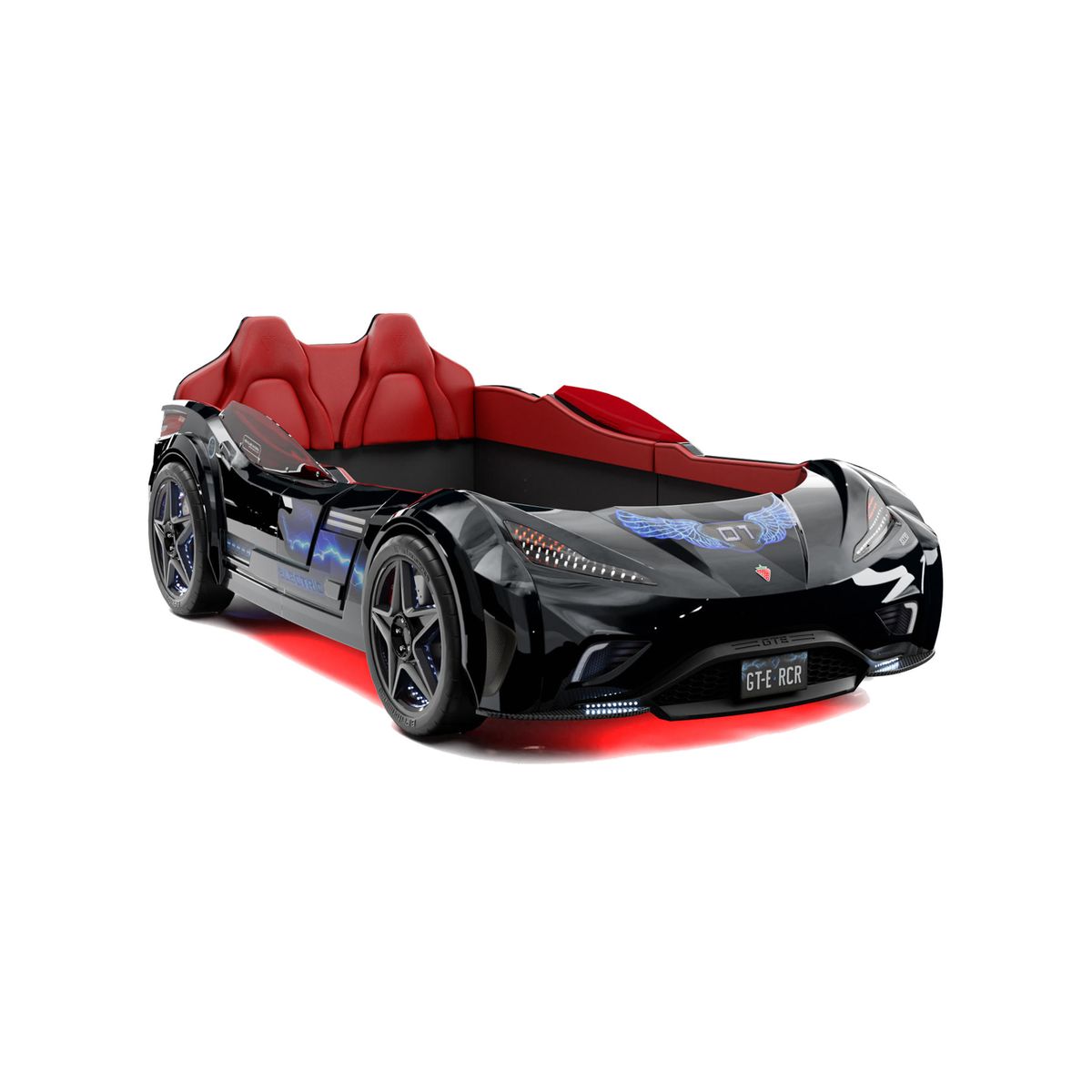 ECOMUSO - CAMA AUTO GTE 1PLAZA DE LUJO CON LUCES NEGRO