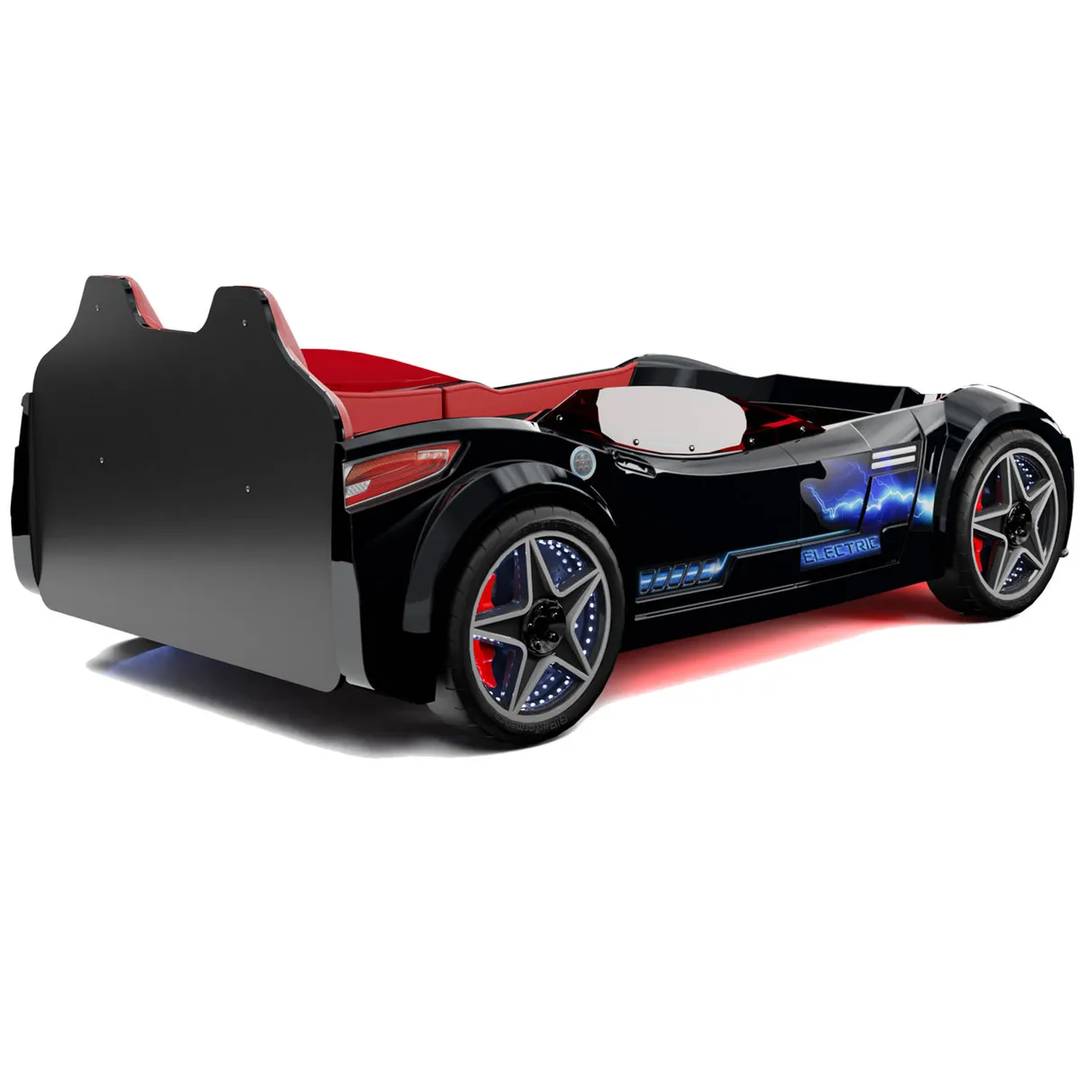 ECOMUSO - CAMA AUTO GTE 1PLAZA DE LUJO CON LUCES NEGRO