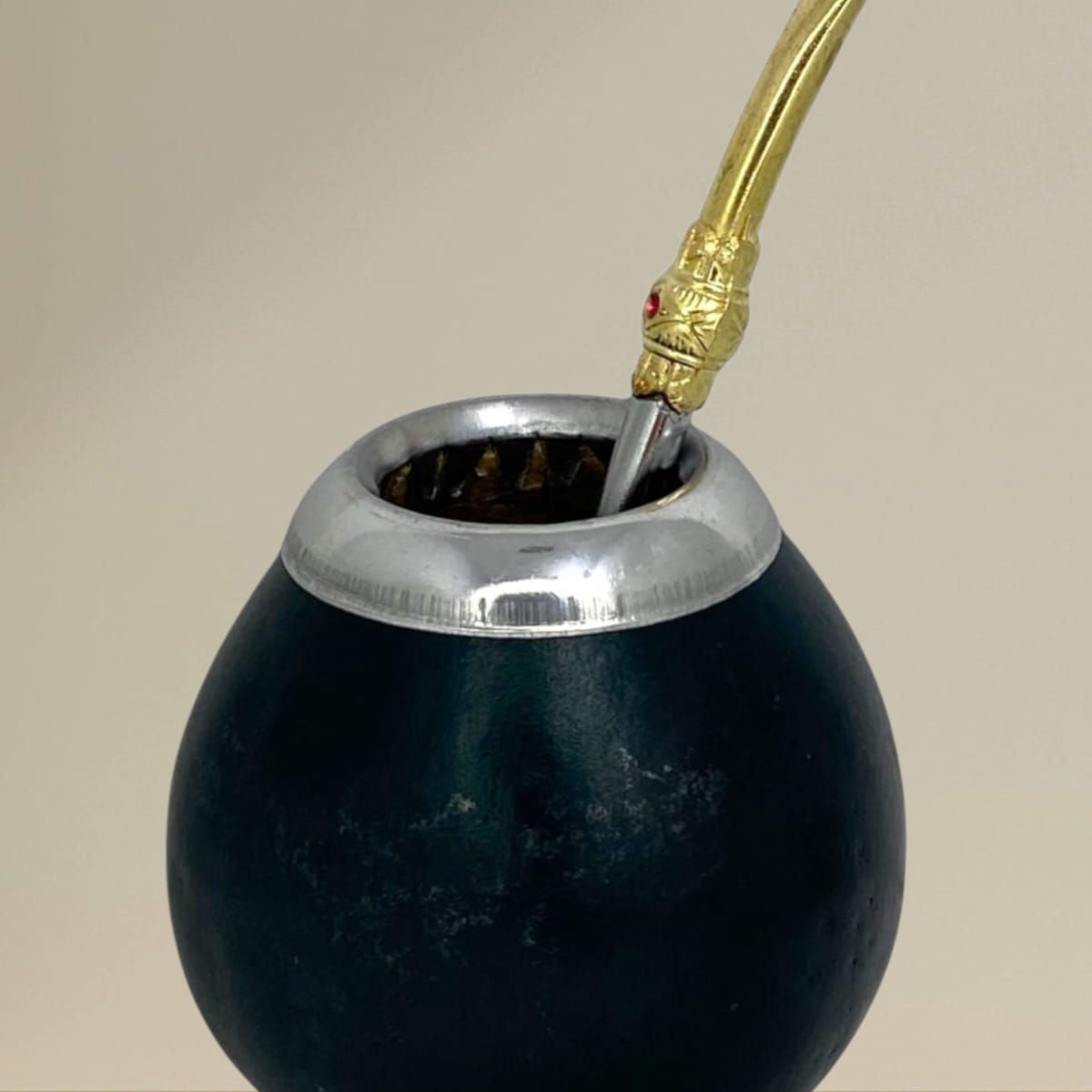 GENERICO - Mate Artesanal De Calabaza Con Virola De Aluminio + Bombilla