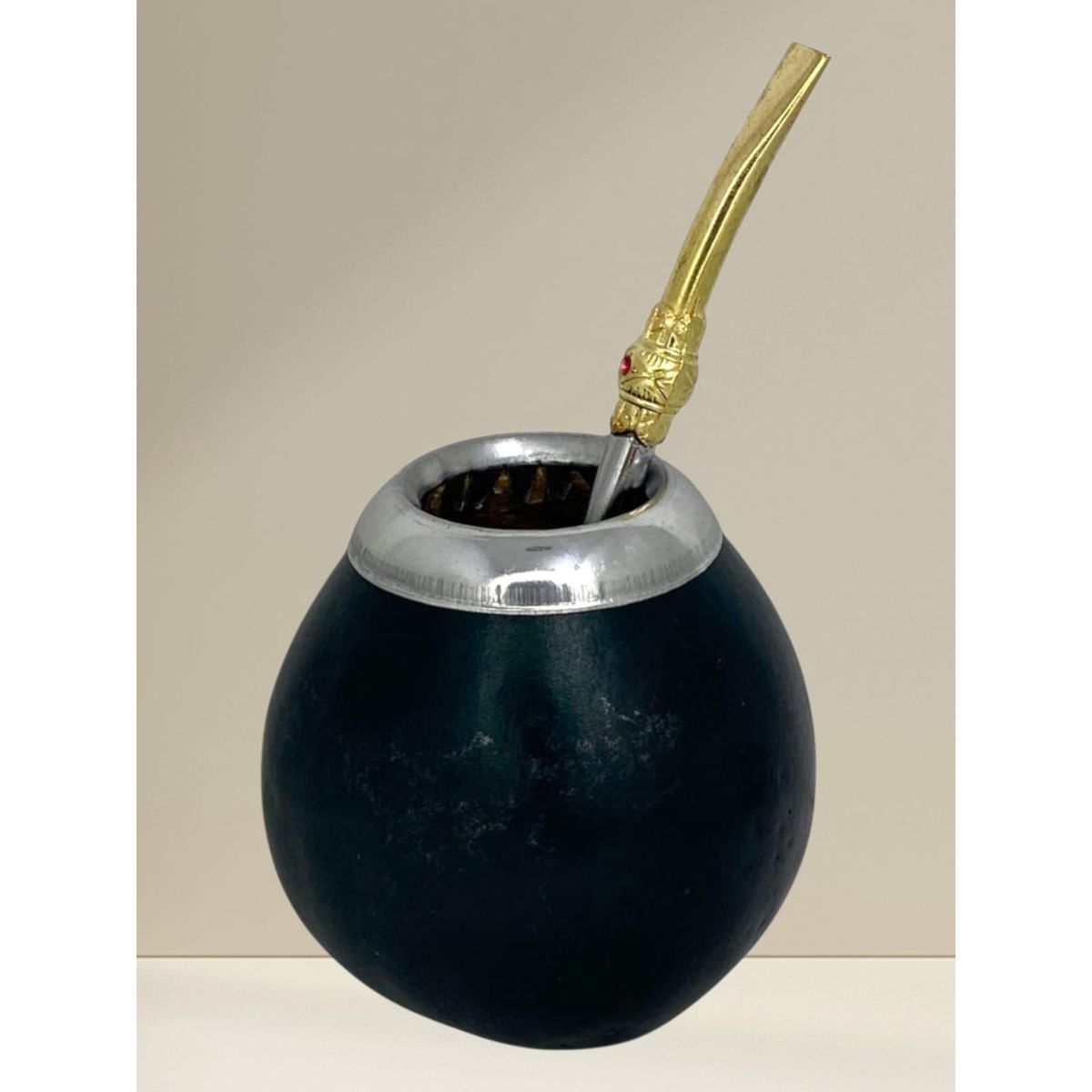 GENERICO - Mate Artesanal De Calabaza Con Virola De Aluminio + Bombilla