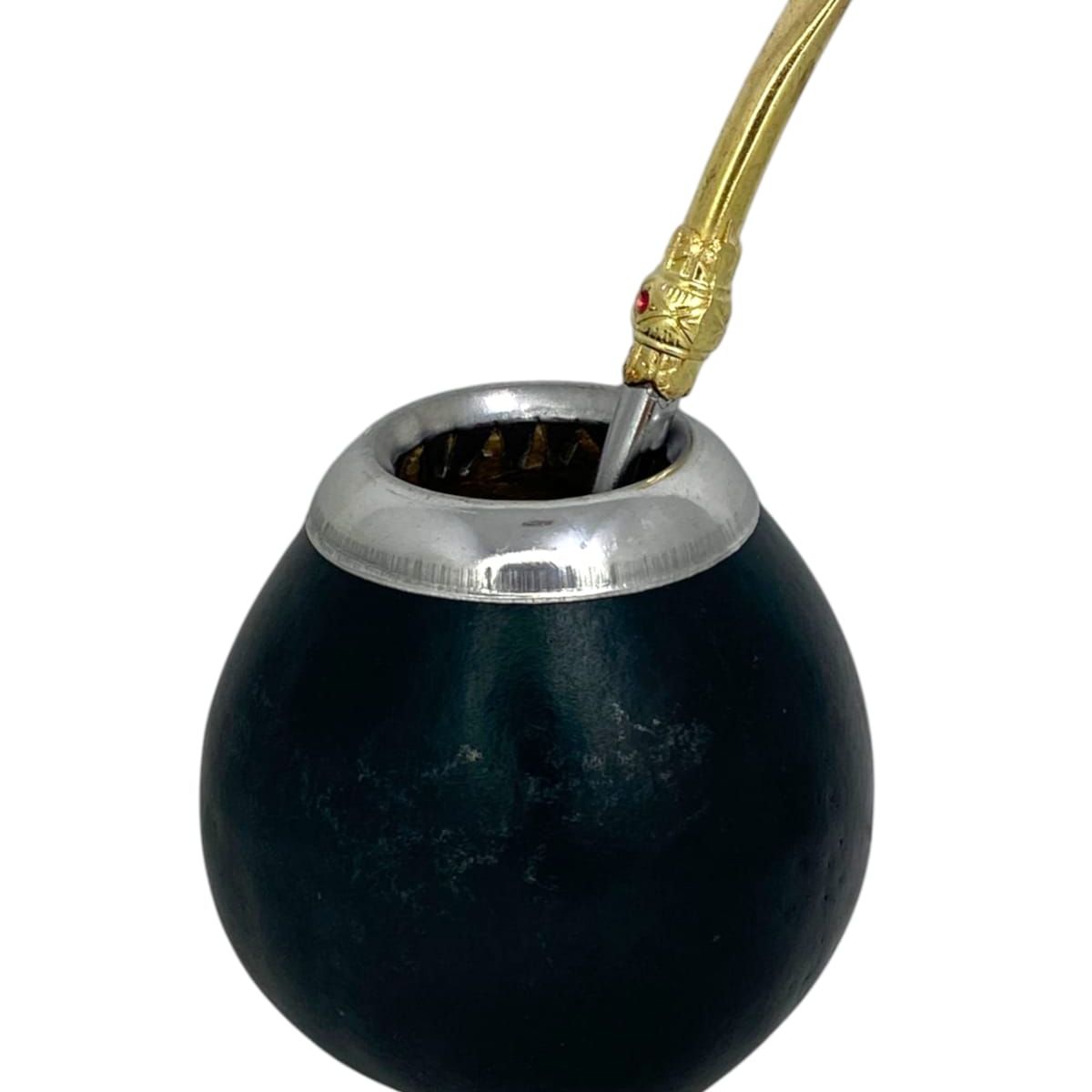 GENERICO - Mate Artesanal De Calabaza Con Virola De Aluminio + Bombilla