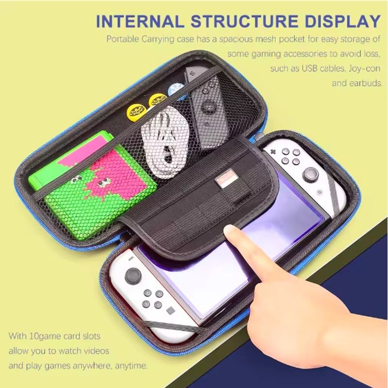 ATLAS - Genérica Funda OLED para Nintendo Switch y Película Negra de Vidrio Templado