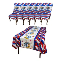 GENERICO - Set Mantel Dieciochero Más 6 Fundas Sillas Fiestas Patrias