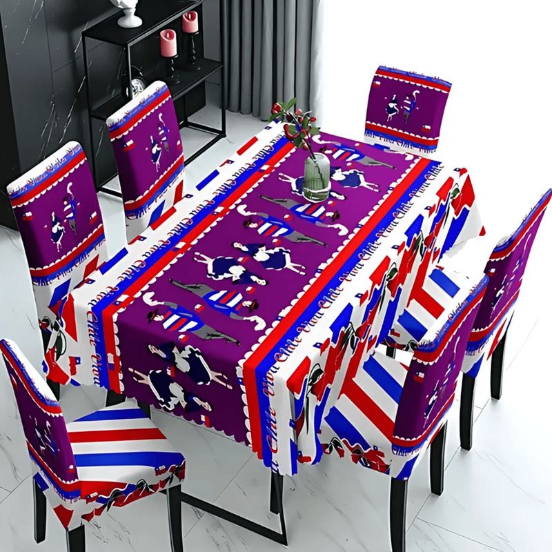 GENERICO - Set Mantel Dieciochero Más 6 Fundas Sillas Fiestas Patrias