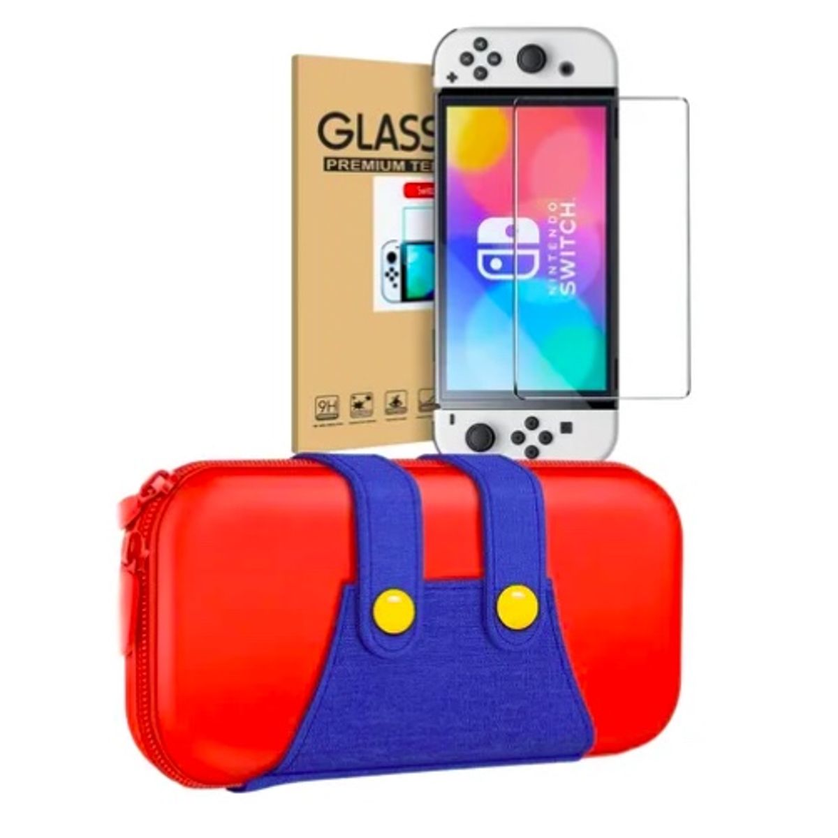 ATLAS - Estuche Protector Duro + Lamina Mica Nintendo Switch Oled