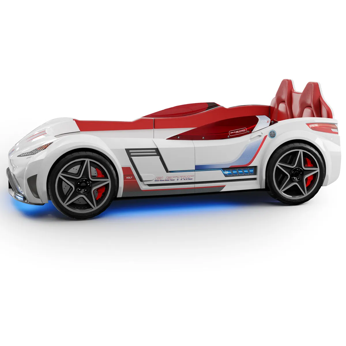 ECOMUSO - CAMA AUTO GTE 1PLAZA DE LUJO CON LUCES BLANCO