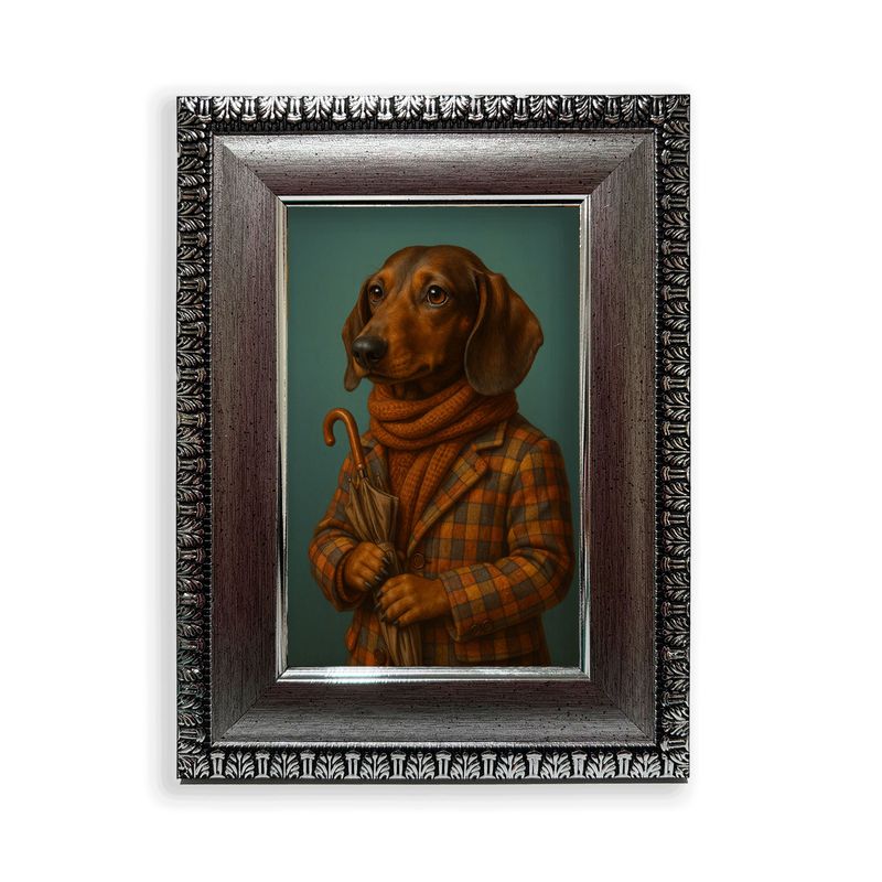 GENERICO - Cuadro 10x15 cm Dachshund Elegante  Animal Pop Vintage