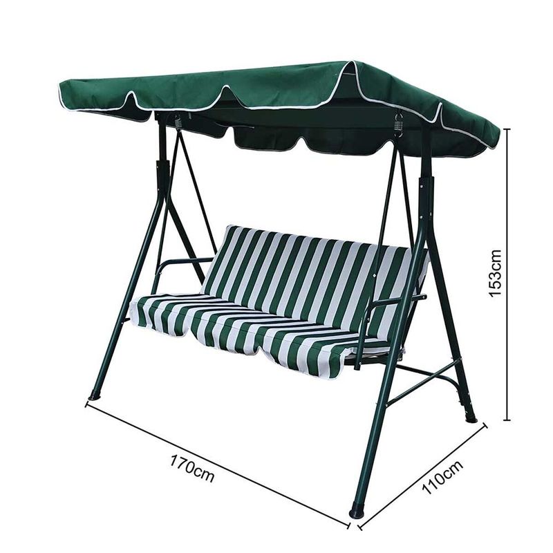 JUST HOME - Sillon columpio para 3 personas verde blanco