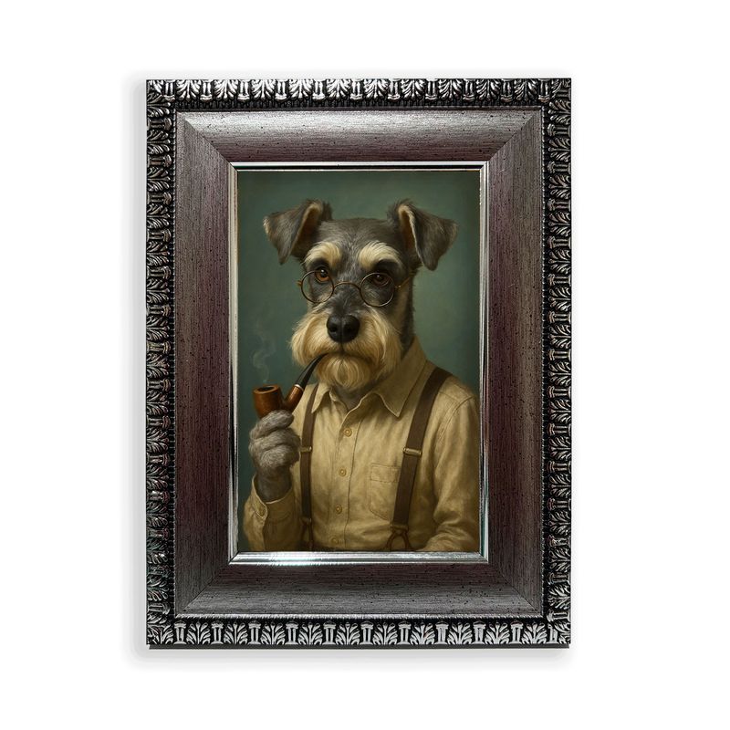GENERICO - Cuadro 15x20 cm Schnauzer con Pipa  Animal Pop Vintage