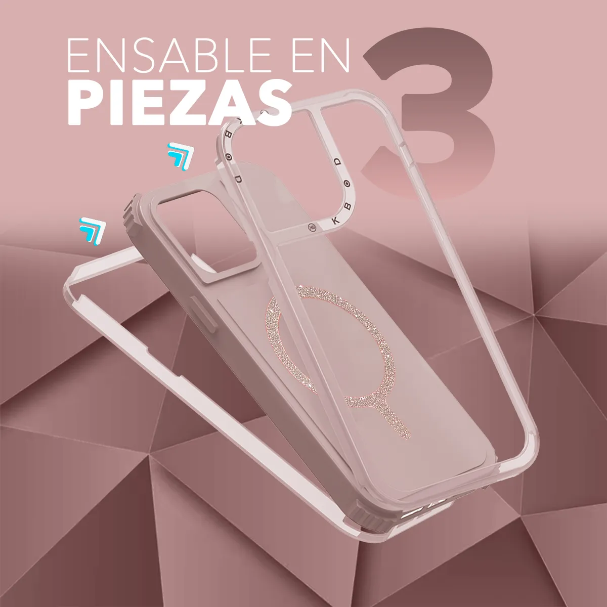 KBOD - Carcasa 360 Antigolpe Magnetic Brillo Kbod Urban Play Shinny Para iPhone 16 Pro Max Rosa