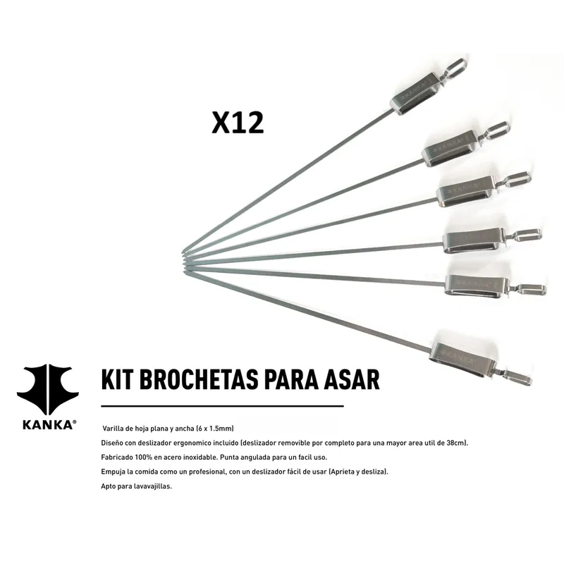 KANKA - KANKA - Set de 12 Brochetas Acero Inoxidable