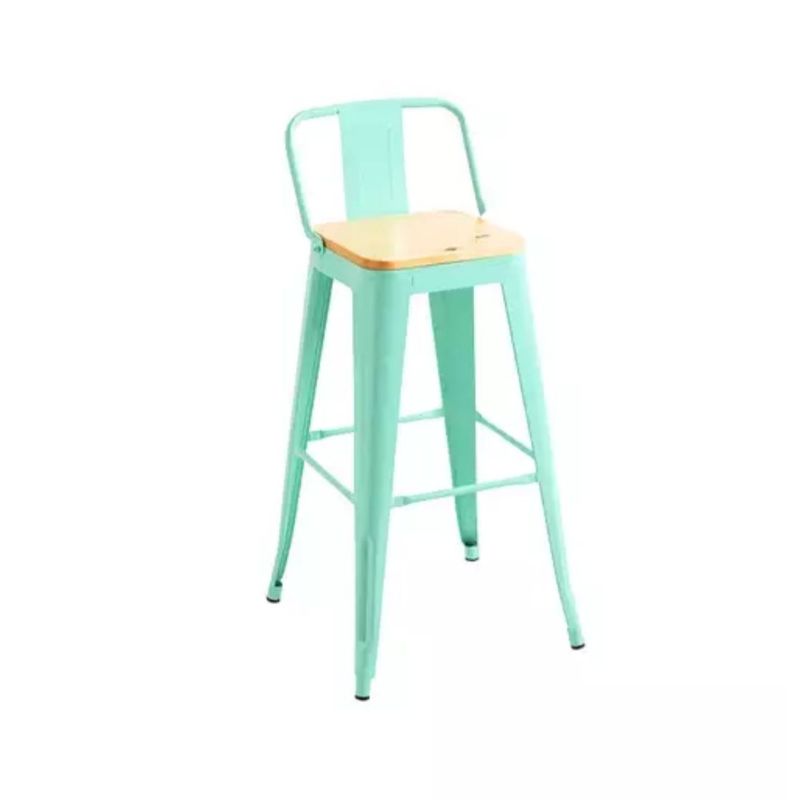 HABITA2 CHILE - Taburete Tolix metal con asiento de madera 66 cm - Menta