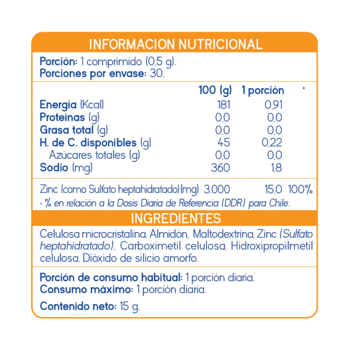 SUPLALIM - Zinc Sulfato x 30 Comprimidos