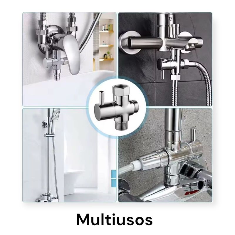 GENERICO - Divisor Agua Manguera Baño Grifo Ducha Desviador 3 Vías