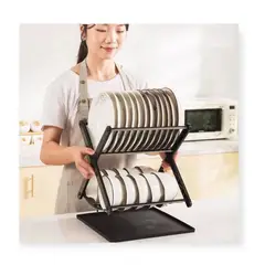 GENERICO - Escurridor Secador De Loza Platos Vajilla 2 Niveles Negro