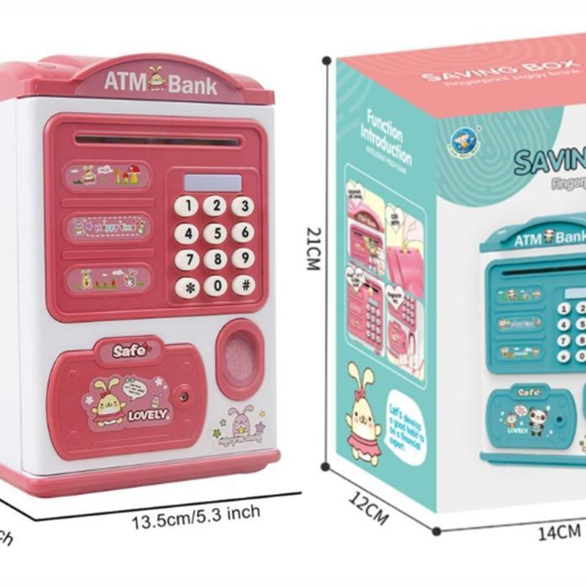 GENERICO - Alcancía Electrónica Sonido Huella Y Contraseña Rosado