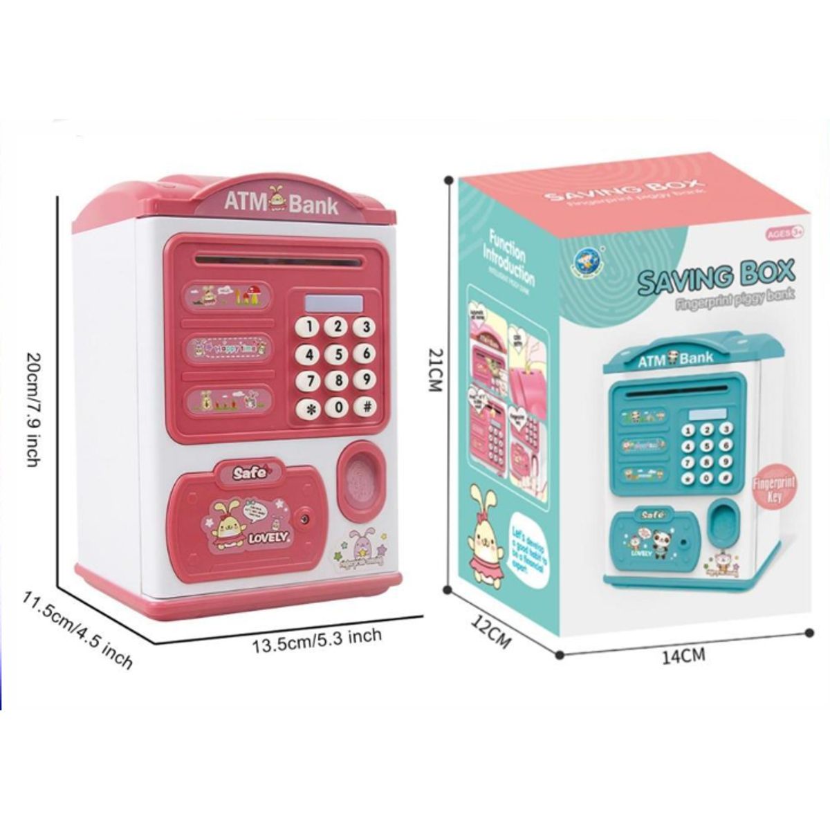 GENERICO - Alcancía Electrónica Sonido Huella Y Contraseña Rosado