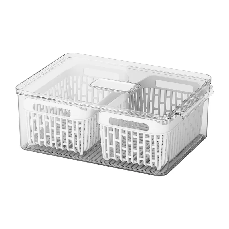 COZA - Organizador de Refrigerador con 2 Cestas 6,7L Cristal 