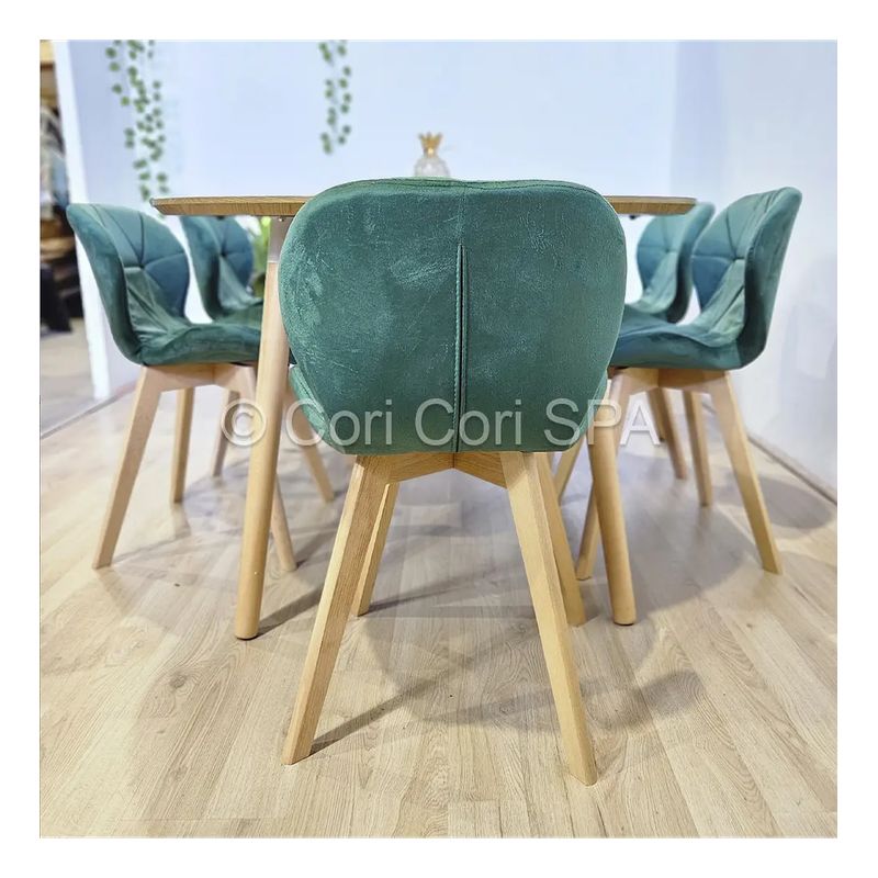 CORI CORI - Comedor Mesa Expandible 100-140-180cm + 6 sillas Mariposa Velvet Verde