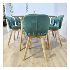 CORI CORI - Comedor Mesa Expandible 100-140-180cm + 6 sillas Mariposa Velvet Verde