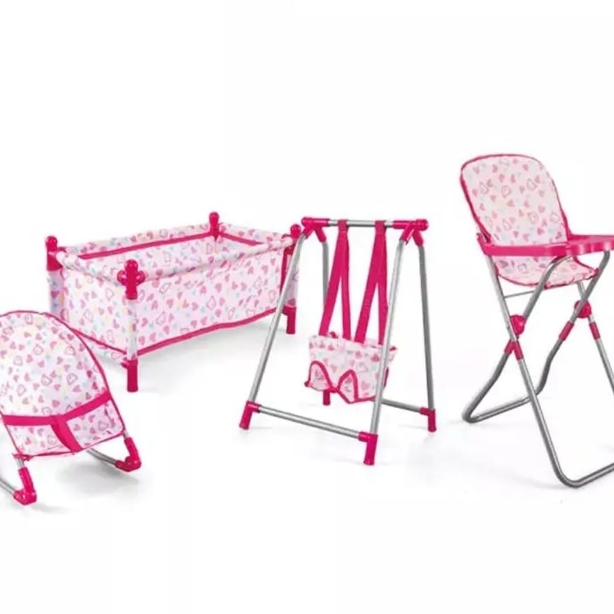 GENERICO - SET DE ACCESORIOS PARA MUÑECA CUNA SILLA MECEDOR 4 EN 1