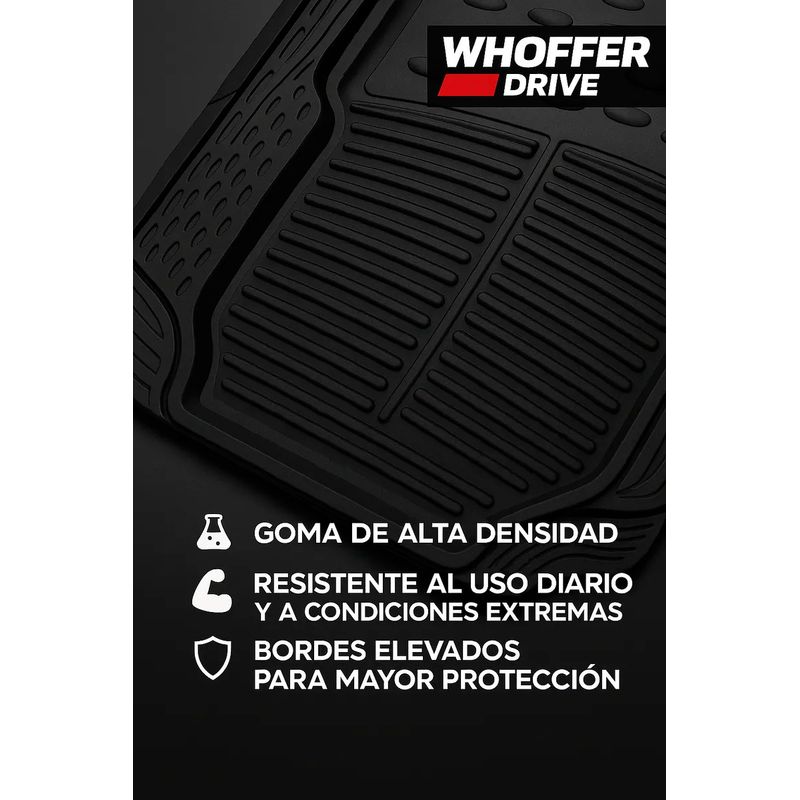 GENERICO - Set 4 Pisos Goma Auto Universal Antideslizantes Whoffer Negro