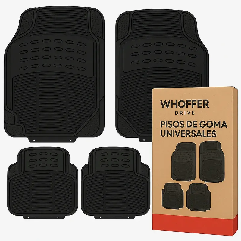 GENERICO - Set 4 Pisos Goma Auto Universal Antideslizantes Whoffer Negro