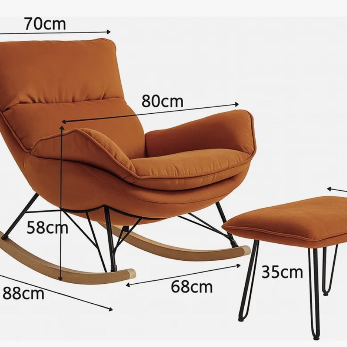 HOMER DESIGN - Sillon Mecedor Silla Mecedora Sitial Reposa De Pie Talla L