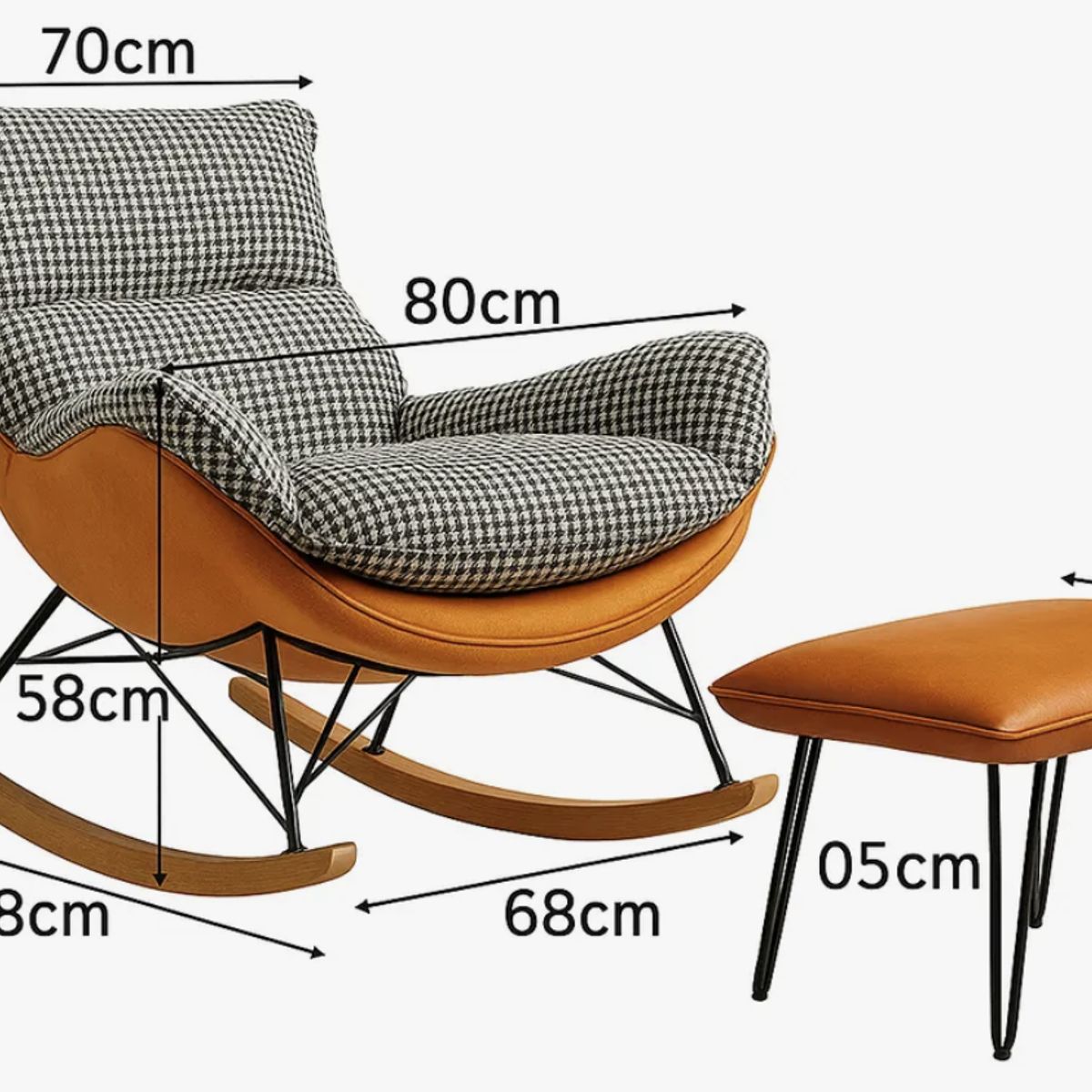 HOMER DESIGN - Sillon Mecedor Silla Mecedora Sitial Reposa De Pie Talla L