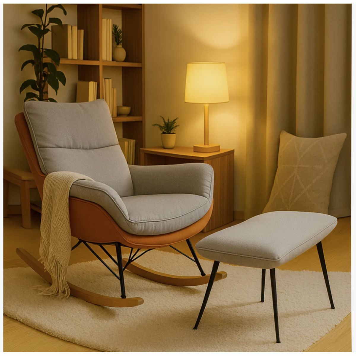 HOMER DESIGN - Sillon Mecedor Silla Mecedora Sitial Reposa De Pie Talla L