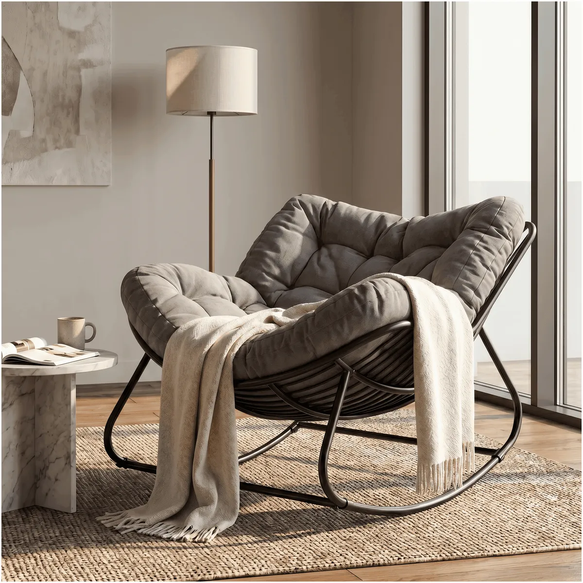 HOMER DESIGN - Sillon Mecedor Silla Mecedora Sitial Moderna Talla Xl