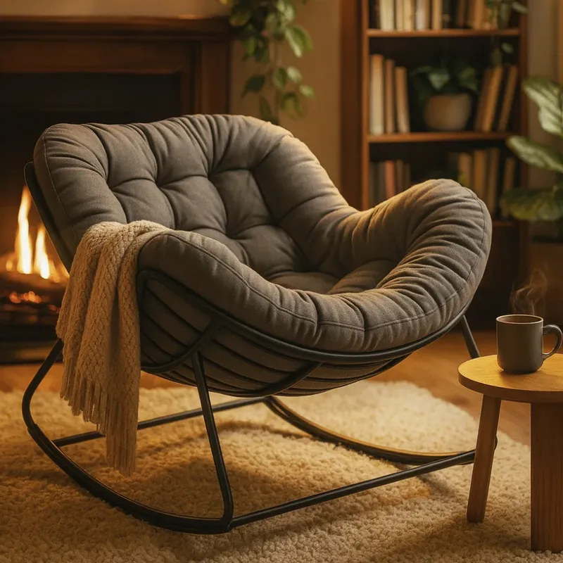 HOMER DESIGN - Sillon Mecedor Silla Mecedora Sitial Moderna Talla Xl